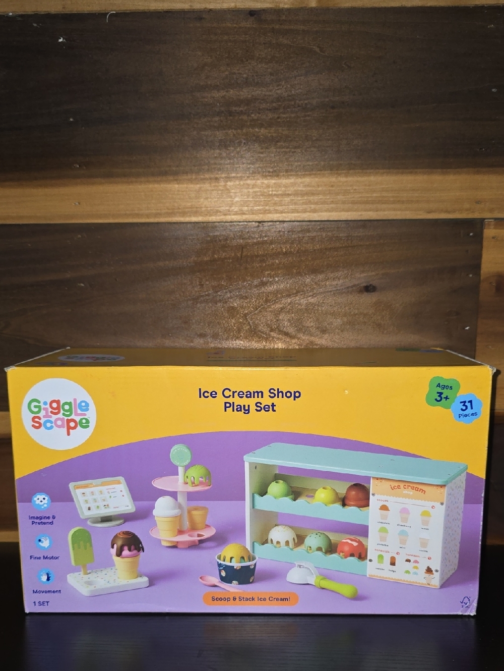 Ice Cream Shop Playset - Gigglescape Creative Toy Kitchen, Play Food, Ages 3+,
